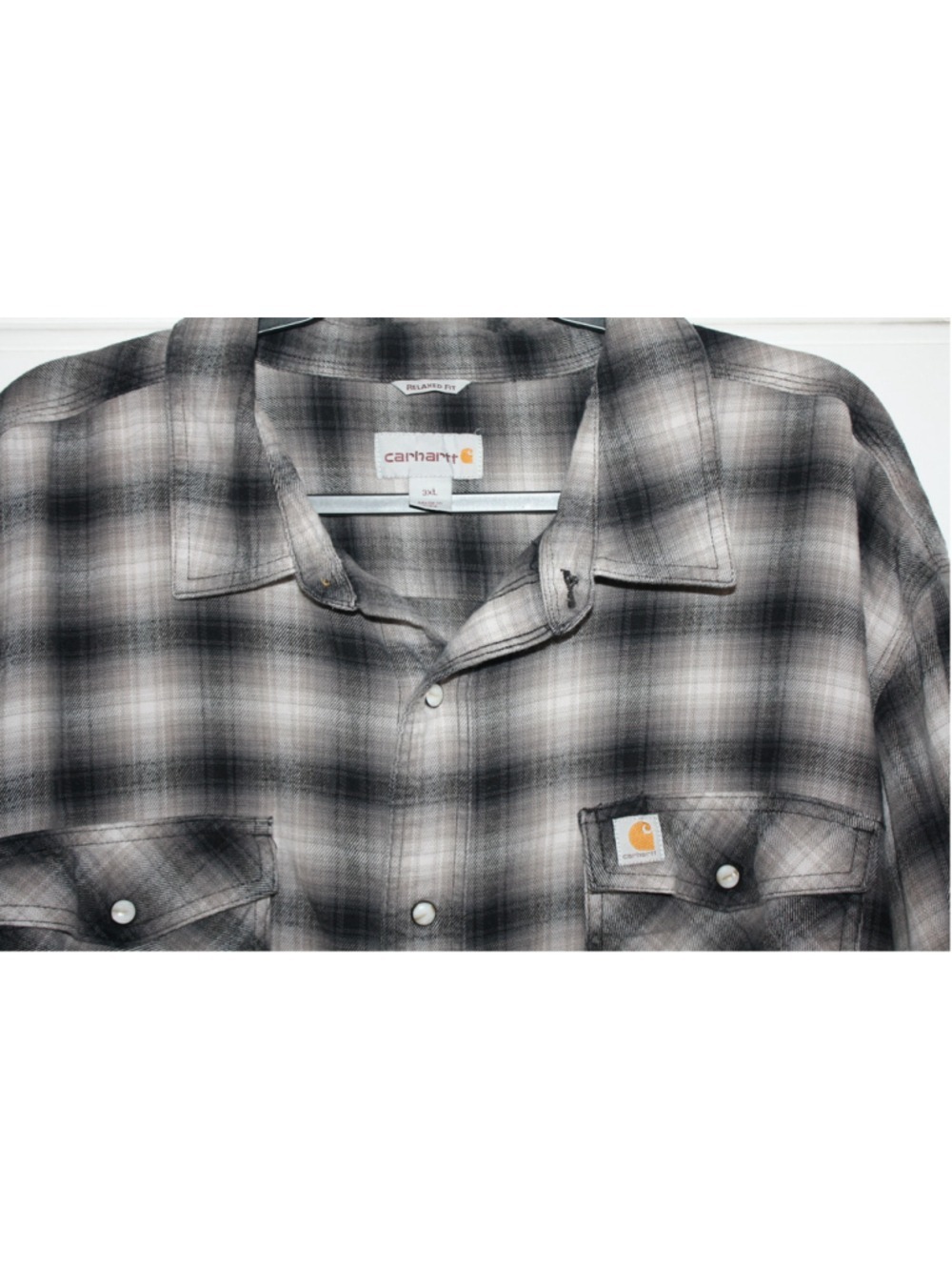 Carhartt Rugged Flex Hamilton Plaid Snap Front Flannel Shirt 3XL Gray 103855 - Picture 4 of 11